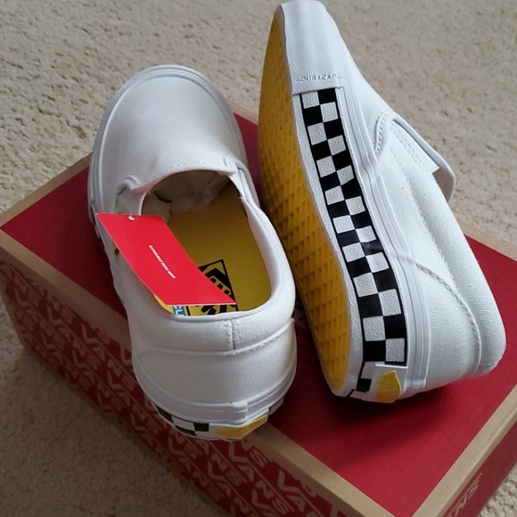 vans slip on pro checkerboard white and yellow